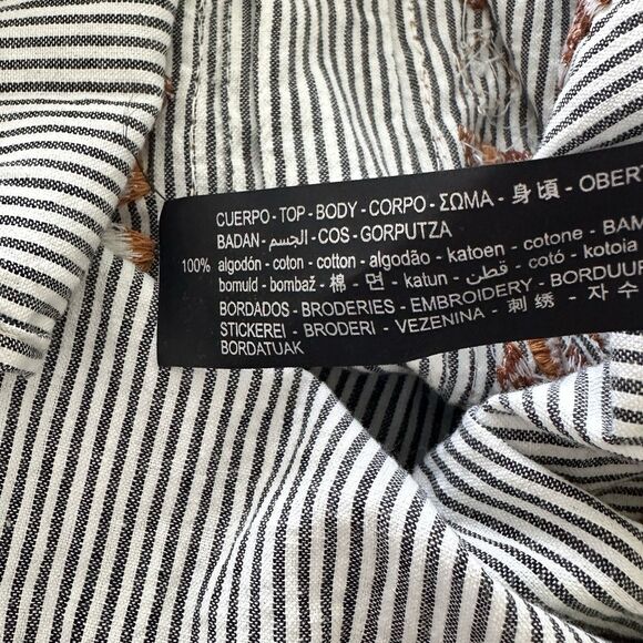 NWT Zara Collection S Striped Embroidered Embellished cotton Button Up Shirt - Picture 11 of 14